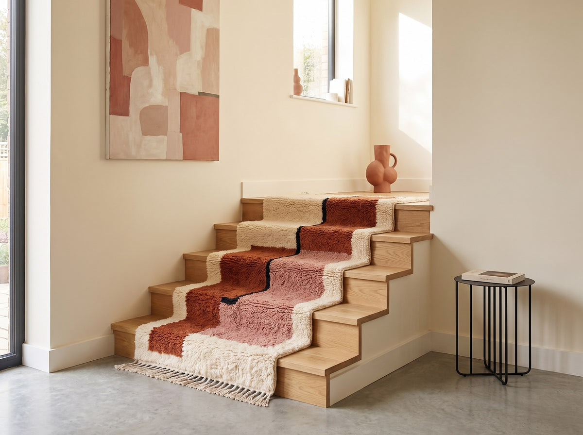 Style déco : intérieur de caractère. Ambiance : lumière naturelle. Pièce : escalier