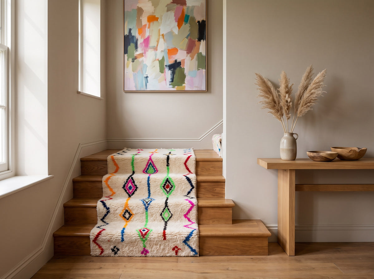 Style déco : intérieur de caractère. Ambiance : lumière naturelle. Pièce : escalier