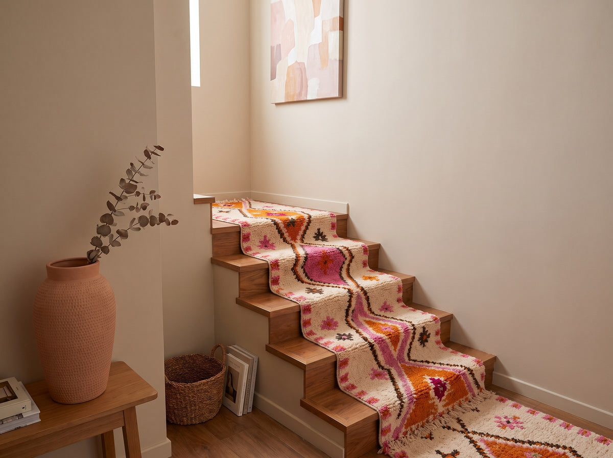 Style déco : intérieur de caractère. Ambiance : lumière naturelle. Pièce : escalier