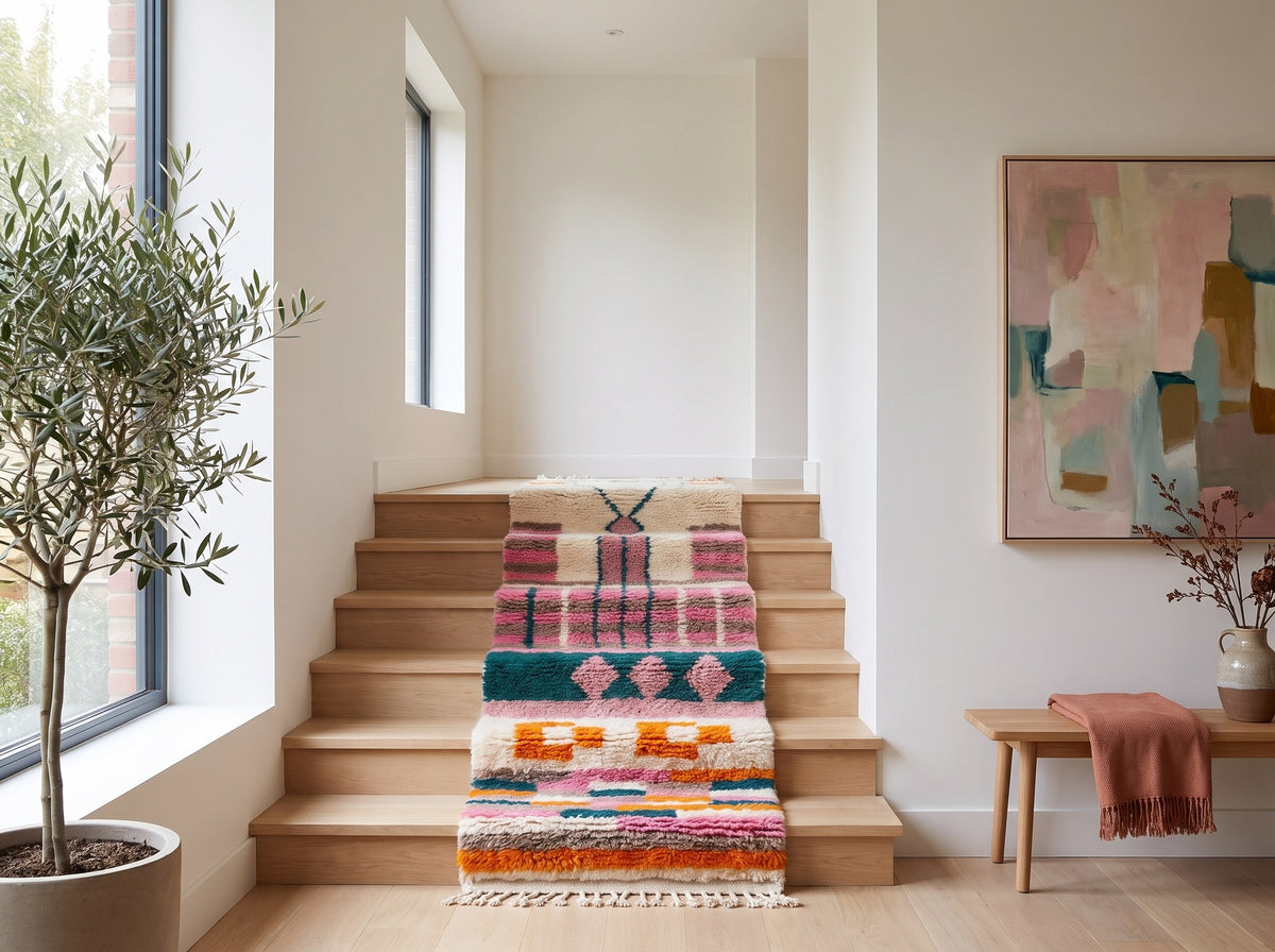 Style déco : intérieur de caractère. Ambiance : lumière naturelle. Pièce : escalier