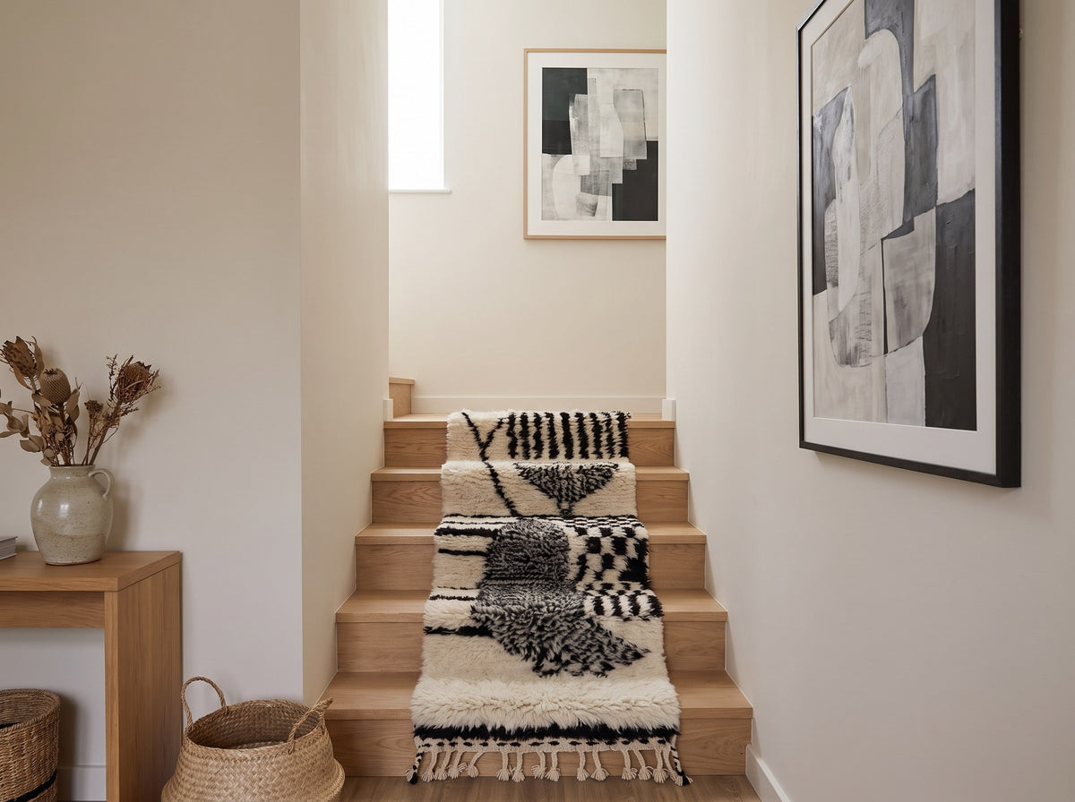 Style déco : intérieur de caractère. Ambiance : lumière naturelle. Pièce : escalier