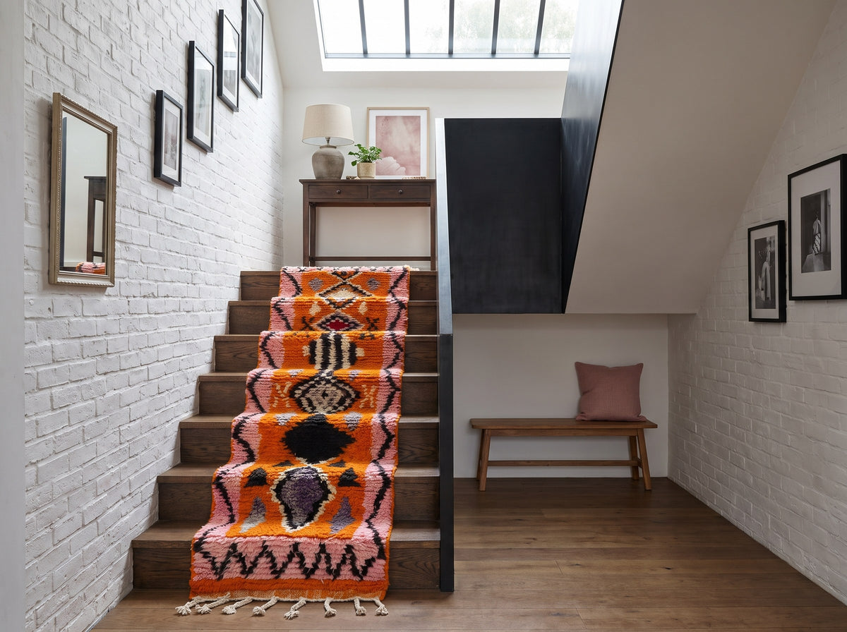 Style déco : loft industriel. Ambiance : lumière zénithale. Pièce : escalier