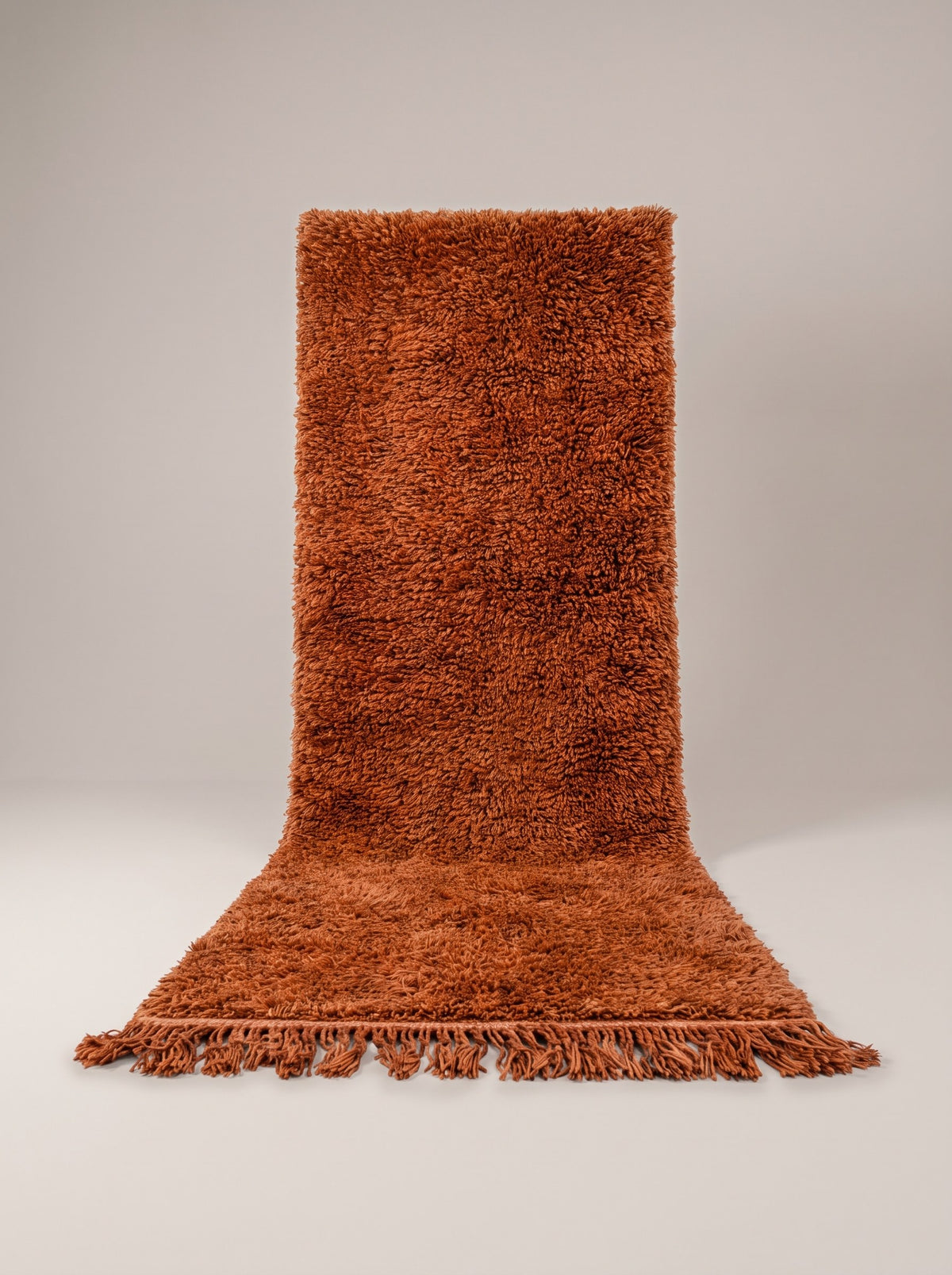 Guercif plain terracotta Berber stair runner, hanging, one of a kind, hand-knotted in Morocco