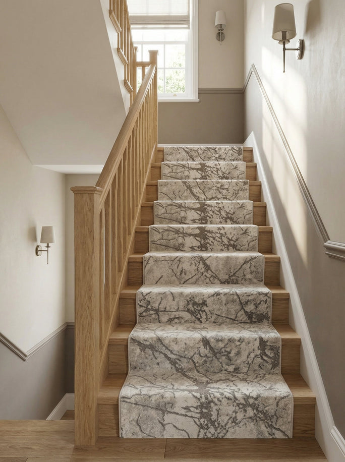Tapis d'Escalier Moderne Crème & Gris - Mirador