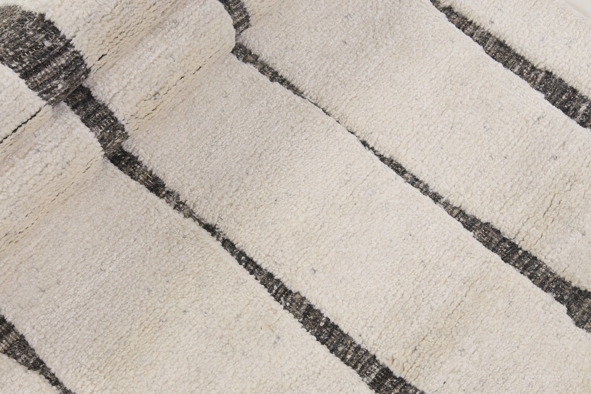 Tapis de Couloir 100% Laine Ivoire et Brun - Solco, détail du tissage