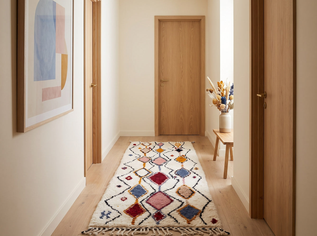 Style déco : intérieur de caractère. Ambiance : lumière naturelle. Pièce : couloir