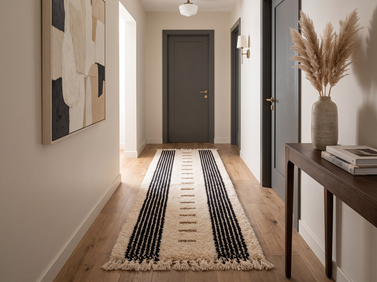 Style déco : intérieur de caractère. Ambiance : lumière naturelle. Pièce : couloir