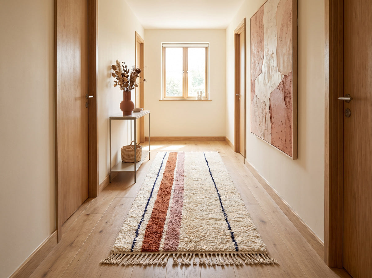 Style déco : intérieur de caractère. Ambiance : lumière naturelle. Pièce : couloir