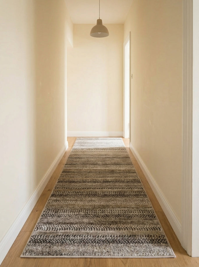 Tapis de Couloir Berbère Beige et Gris - Torino
