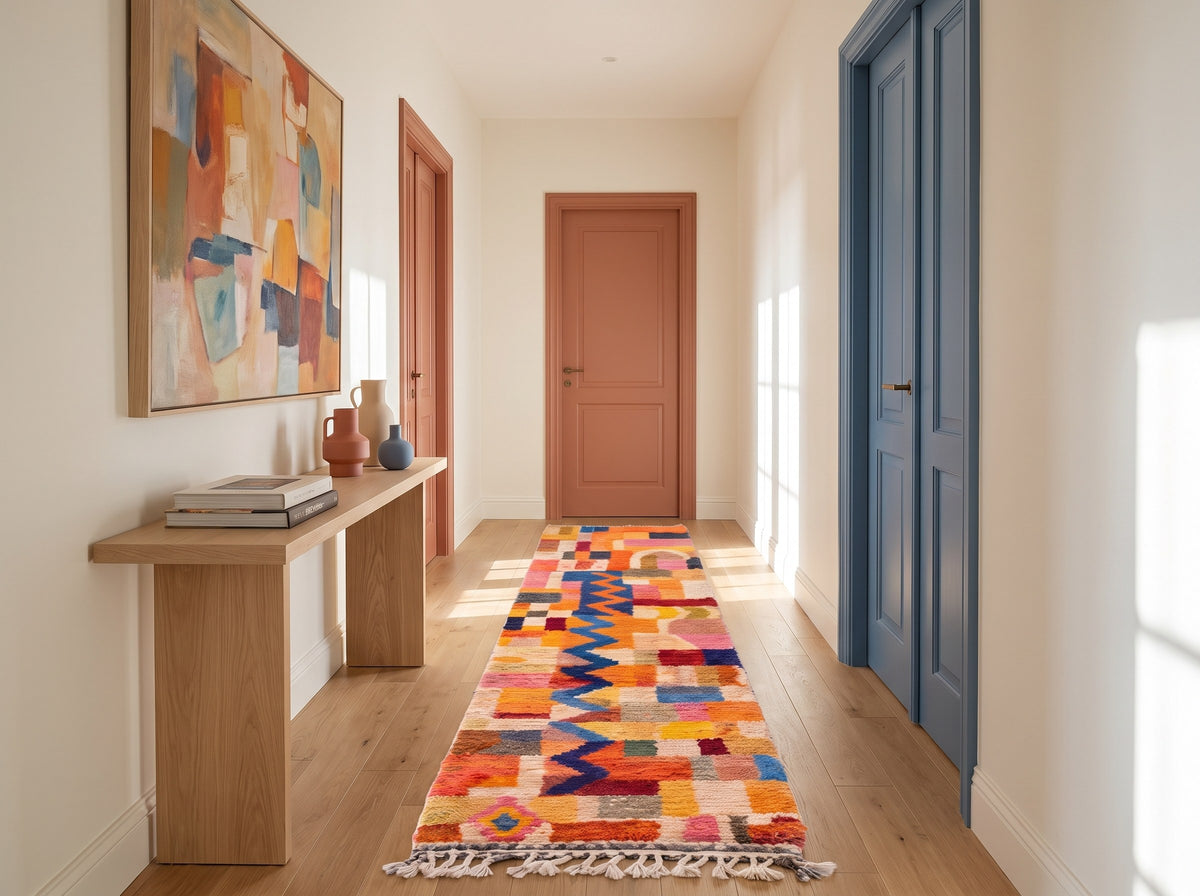 Style déco : intérieur de caractère. Ambiance : lumière naturelle. Pièce : couloir