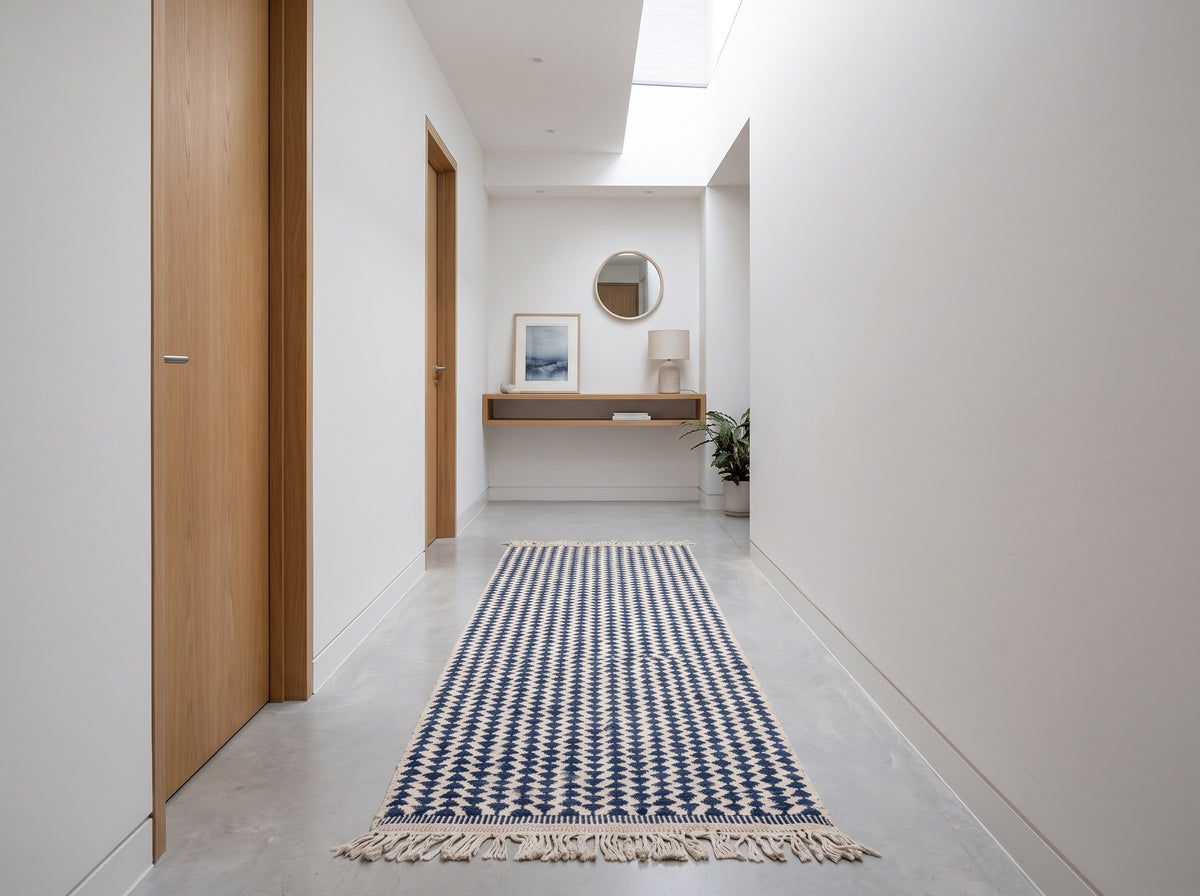 Style déco : maison contemporaine. Ambiance : lumière zénithale. Pièce : couloir