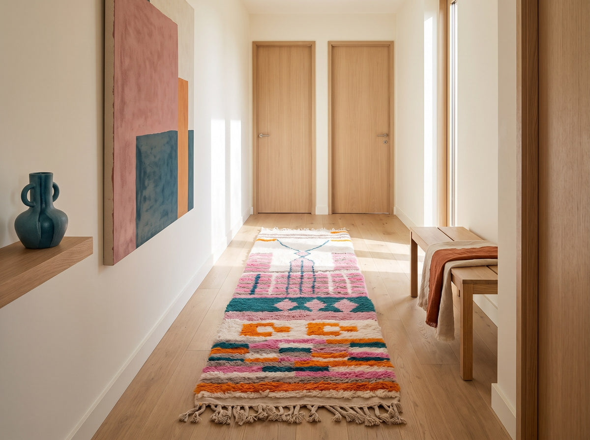 Style déco : intérieur de caractère. Ambiance : lumière naturelle. Pièce : couloir