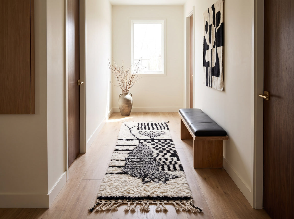 Style déco : intérieur de caractère. Ambiance : lumière naturelle. Pièce : couloir