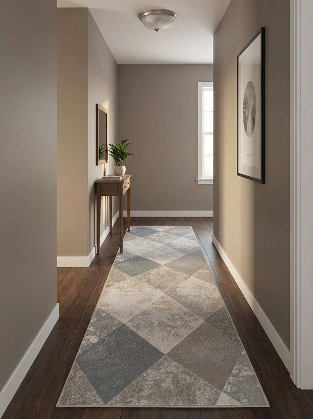 Geometrische loper Beige & Grijs - Mirador