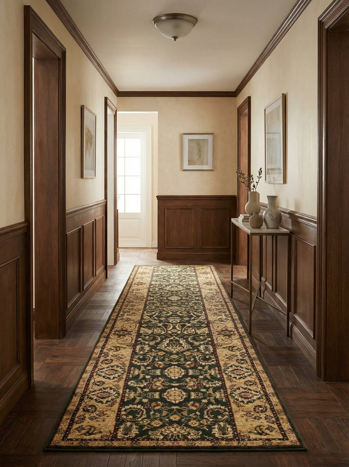 Green Oriental Runner Rug - Riviera No. 02 Classique