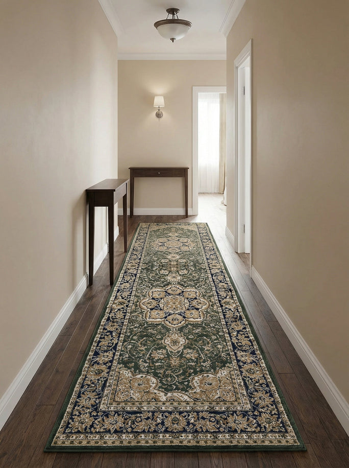 Tapis de Couloir Oriental Vert - Riviera N°03