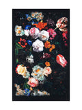 Tapis de Cuisine Design Noir Fleurs - Terrazzo N°2