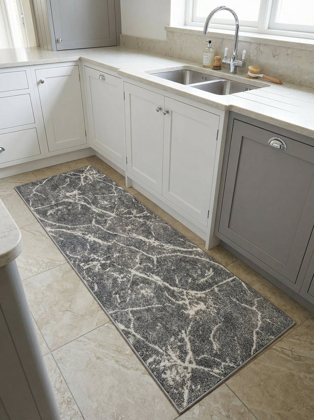 Tapis de Cuisine Moderne Anthracite & Crème - Mirador