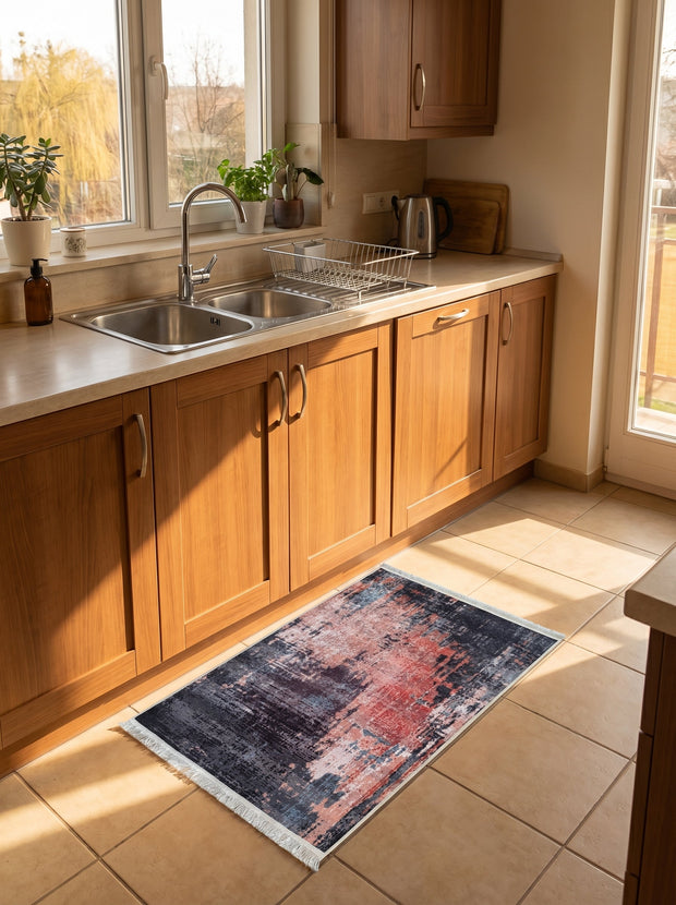 Keukenkleed Vintage Antraciet en Rood - Terrazzo