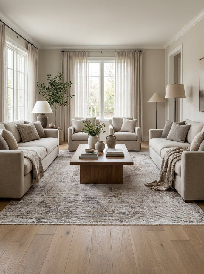 Beige & Grey Contemporary Rug - Verona