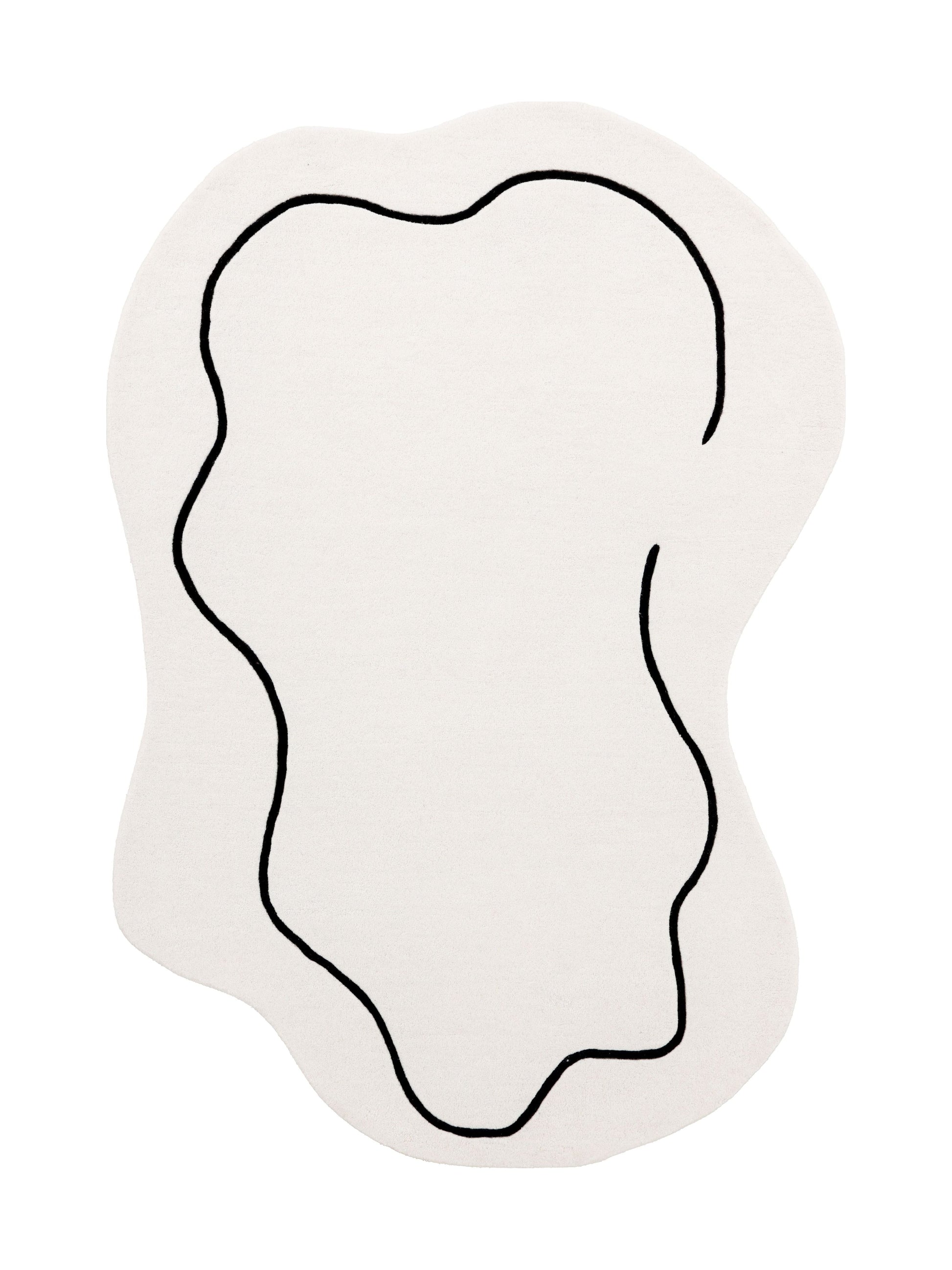 Tapis de type abstrait, motif noir sur fond ivoire. Forme ovale. Pièce
