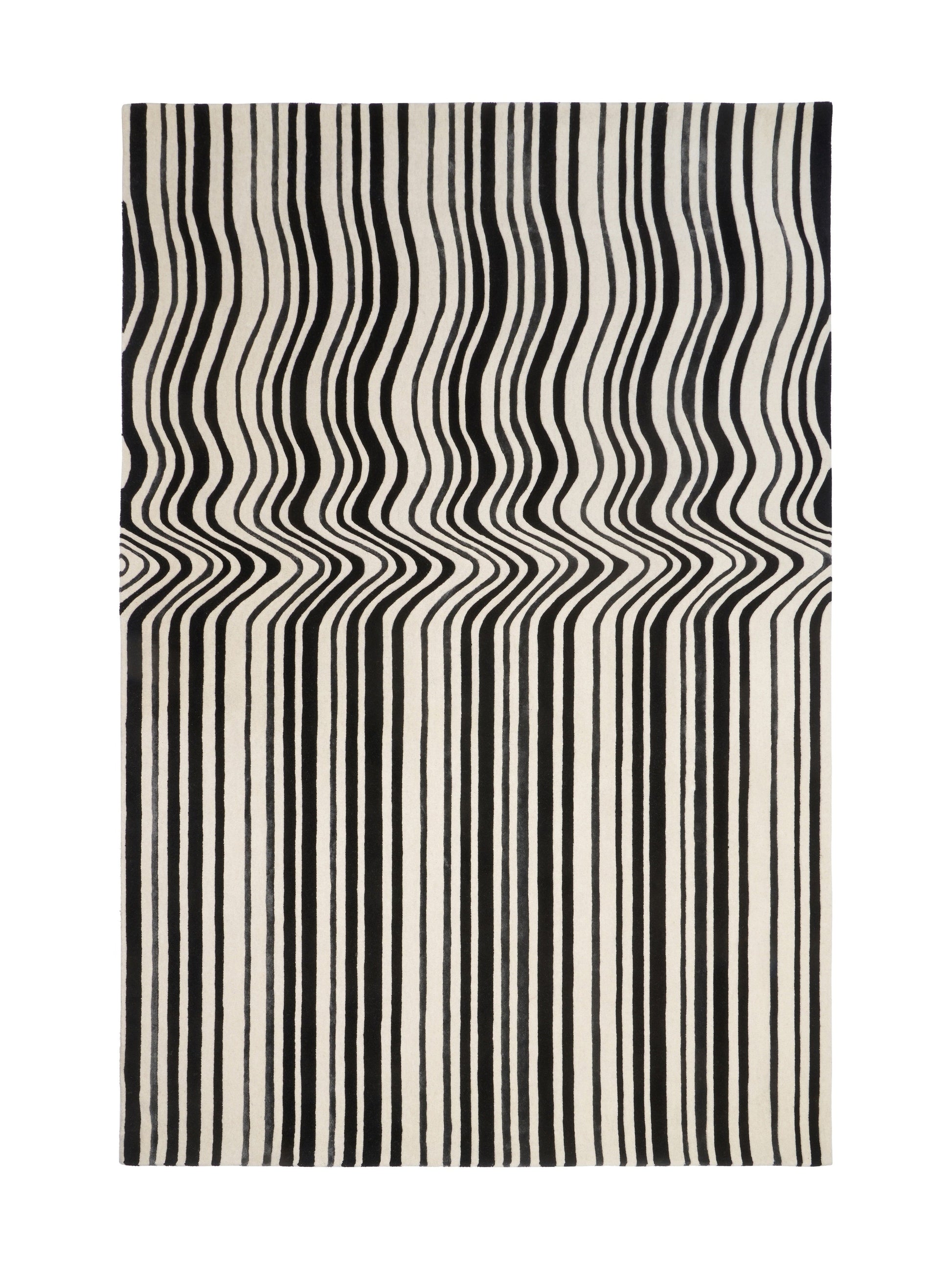 Tapis de type moderne, motif rayé noir et blanc, forme rectangulaire, pour une pièce