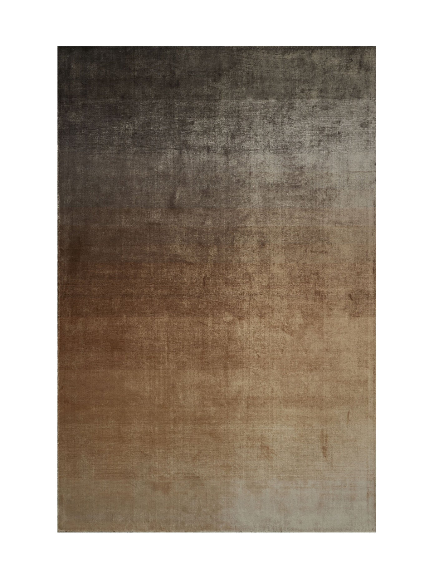 Tapis rectangulaire avec un motif dégradé de couleurs taupe, créant une ambiance chaleureuse