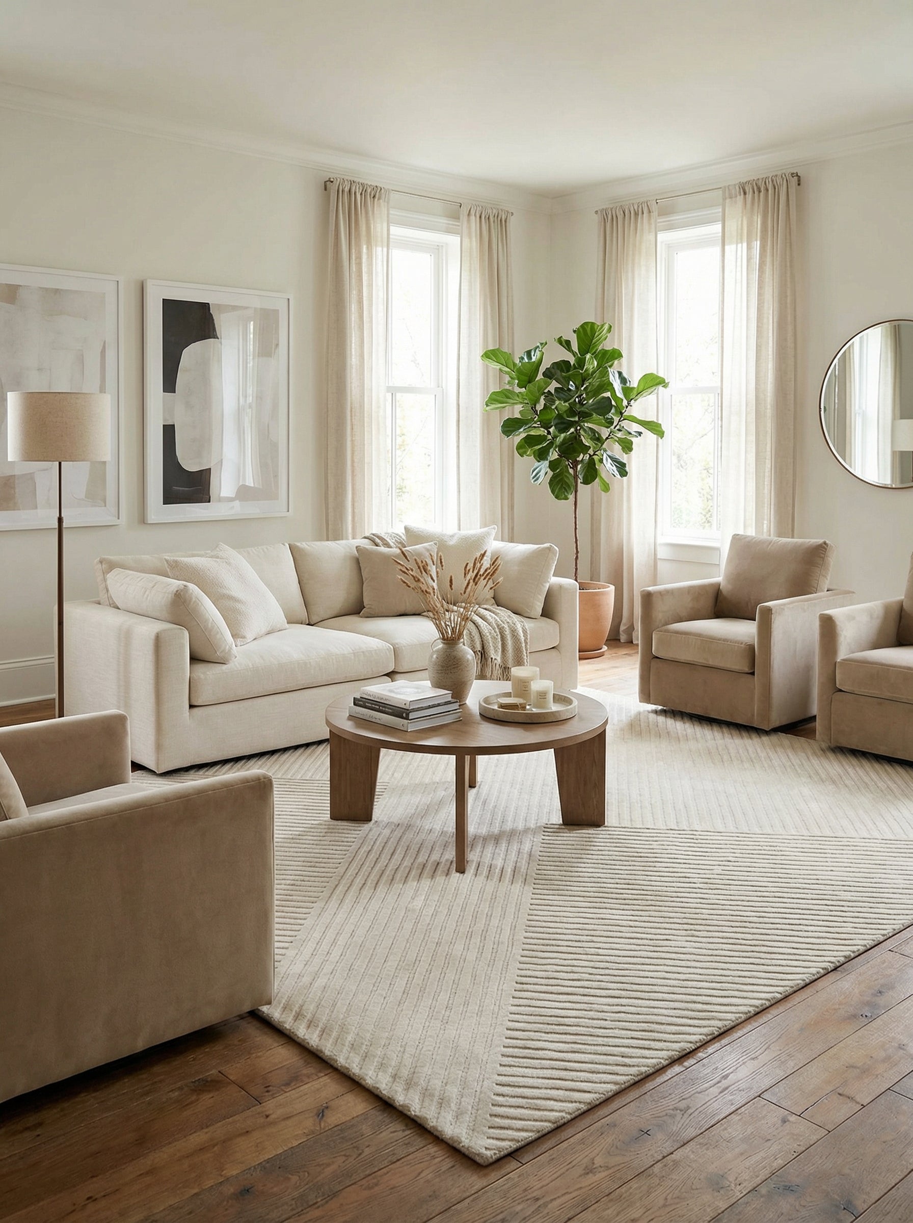 Tapis ivoire à design épuré dans une pièce moderne, harmonie assurée