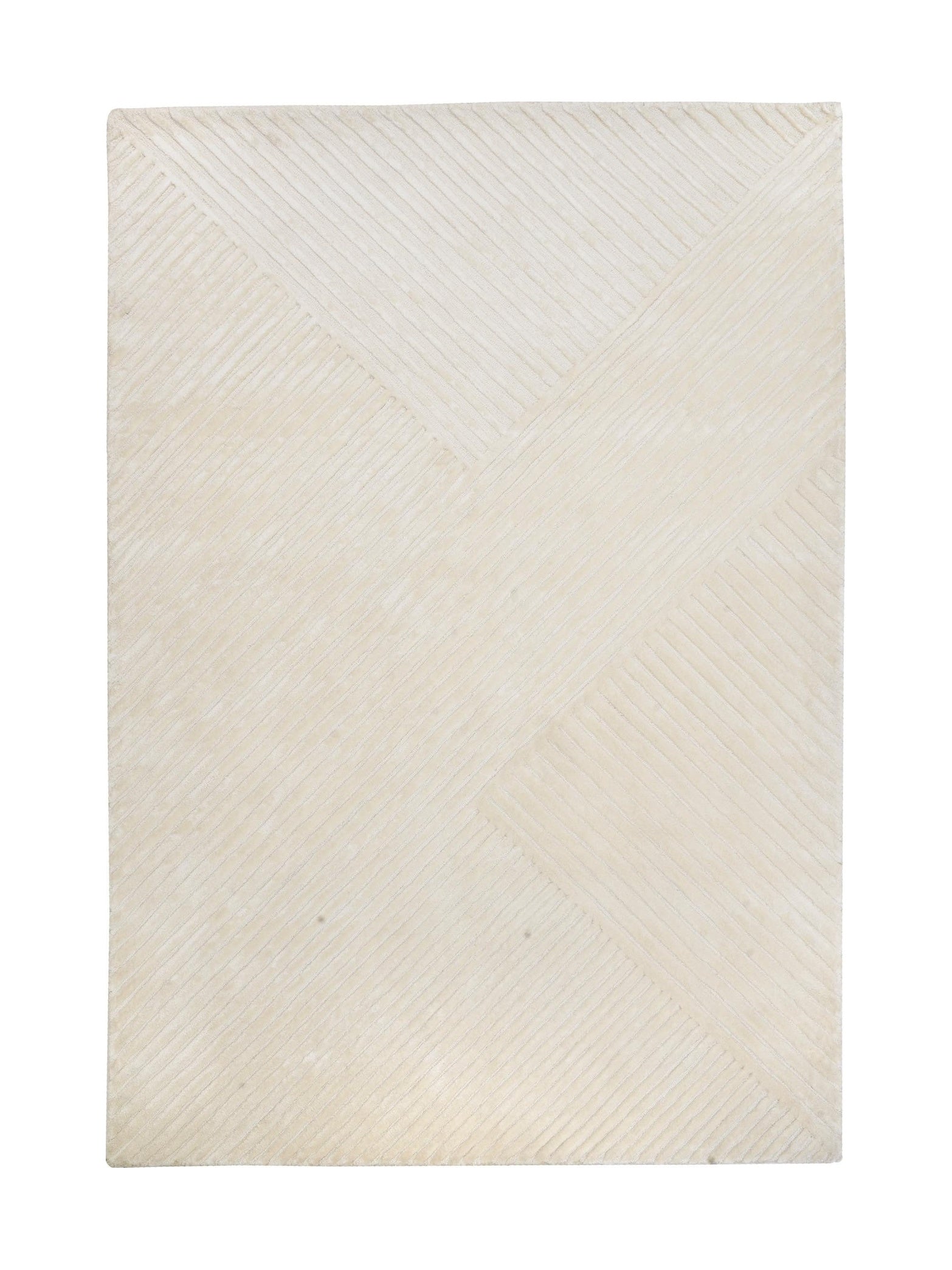 Tapis de type géométrique, couleur ivoire, pièce rectangulaire, motif rayé, style moderne