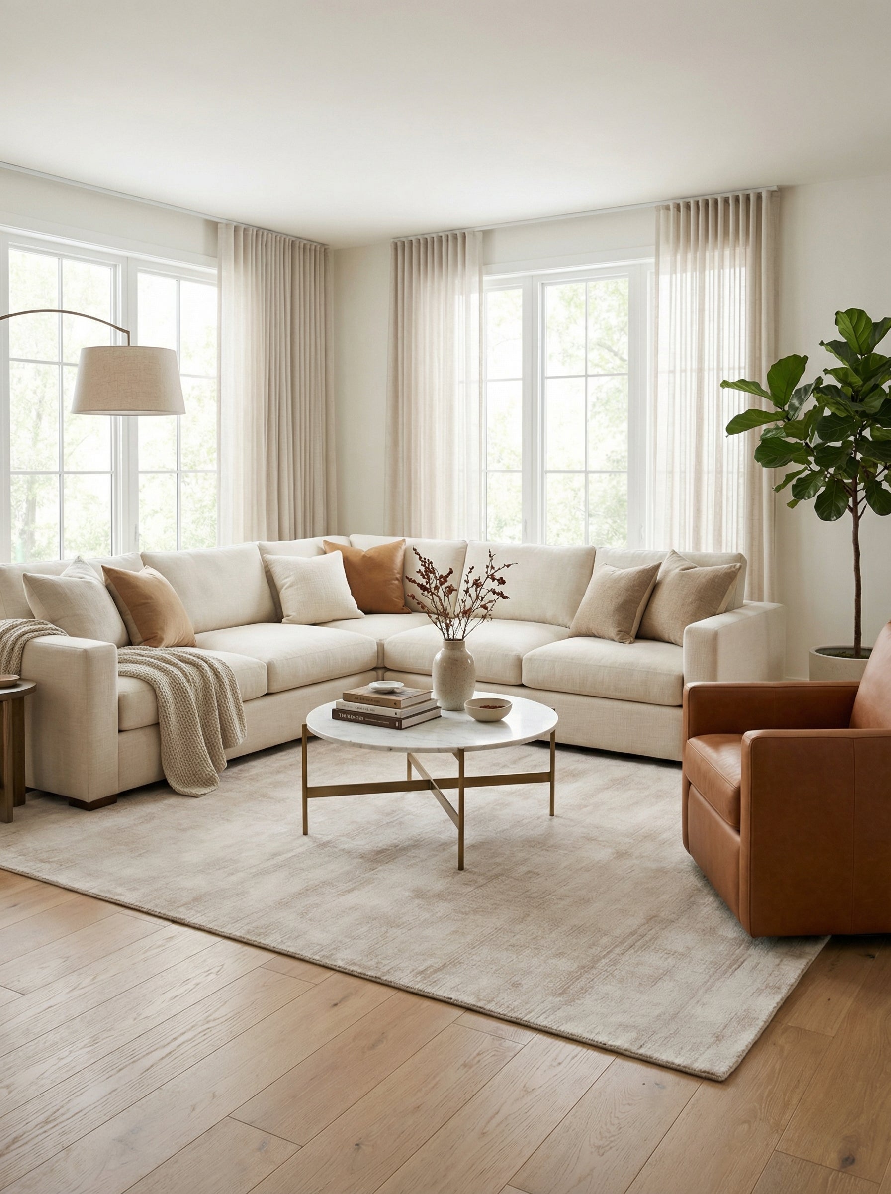 Tapis rectangulaire gris et argenté, design épuré, dans un salon contemporain. Ambiance chaleureuse