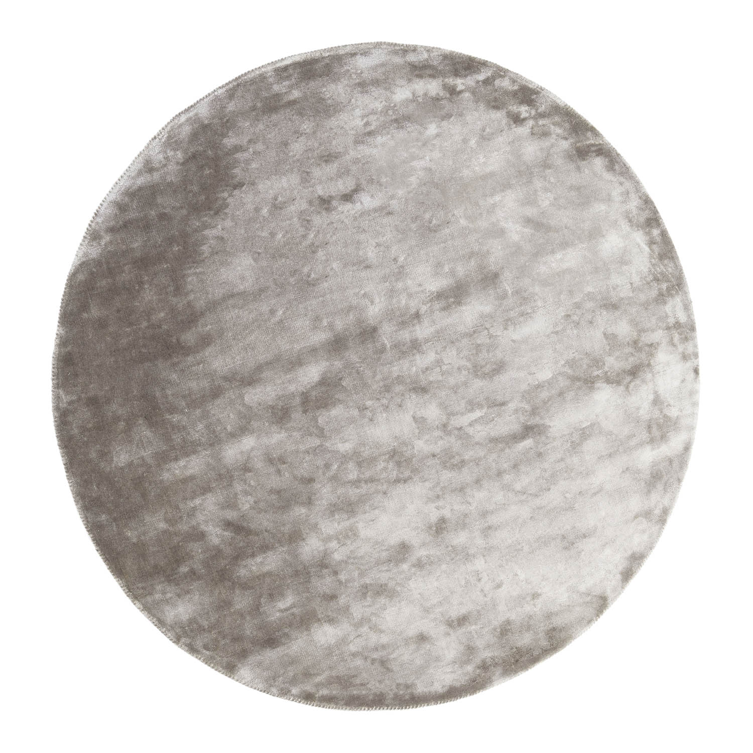 Tapis rond gris en viscose, style uni, pour une pièce