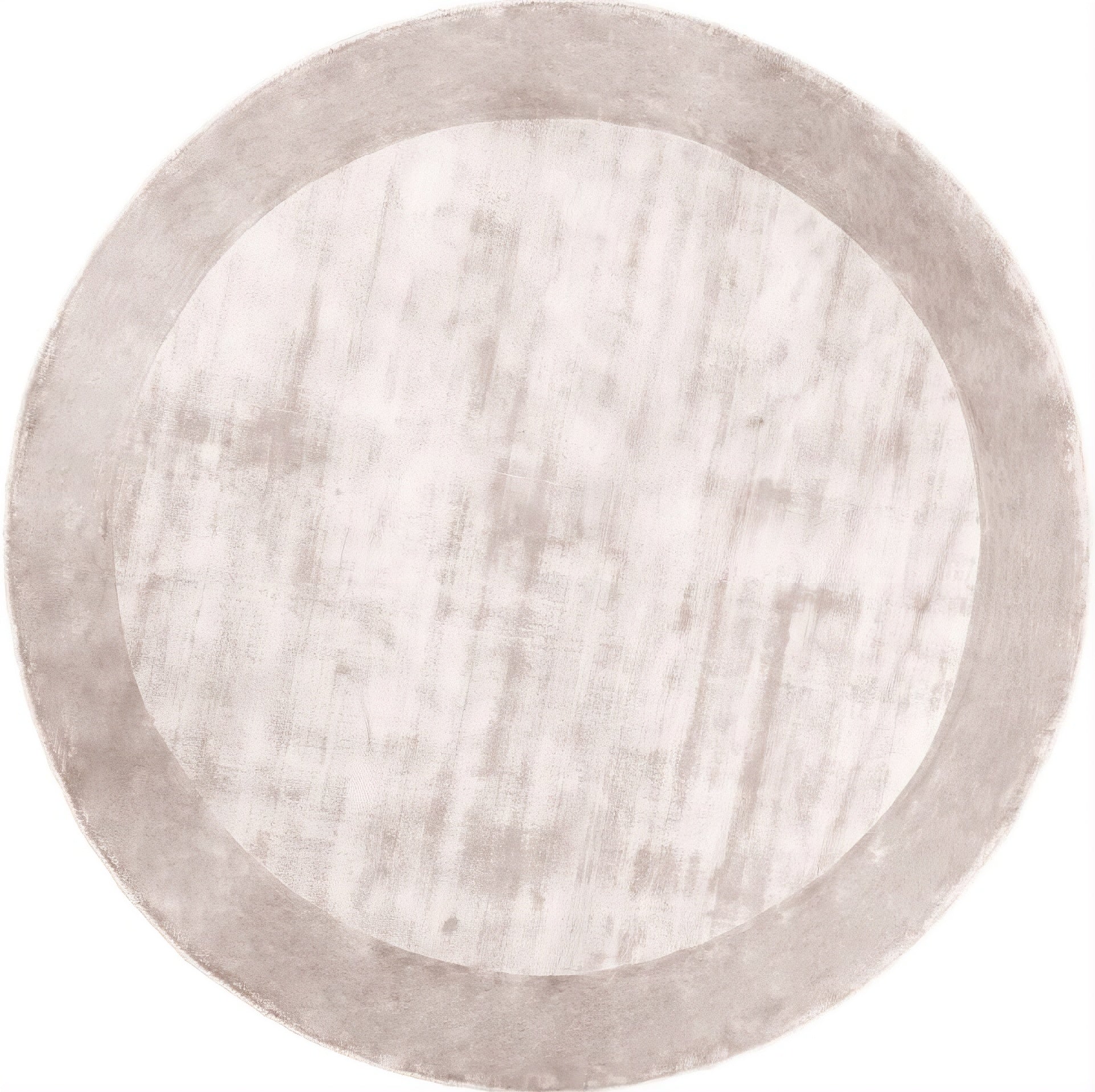 Tapis rond avec motif texturé, tons gris et argentés, ambiance neutre et douce