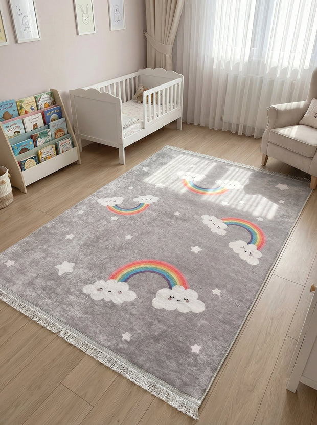 Kindervloerkleed Regenboog Grijs - Terrazzo