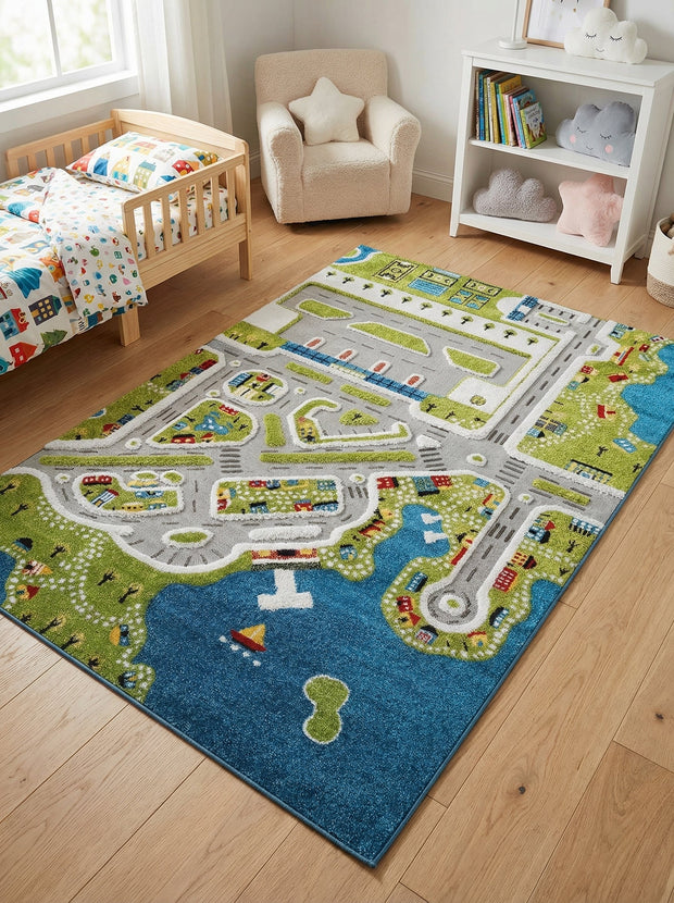 Kindervloerkleed Stadscircuit Multicolor - Konfeti