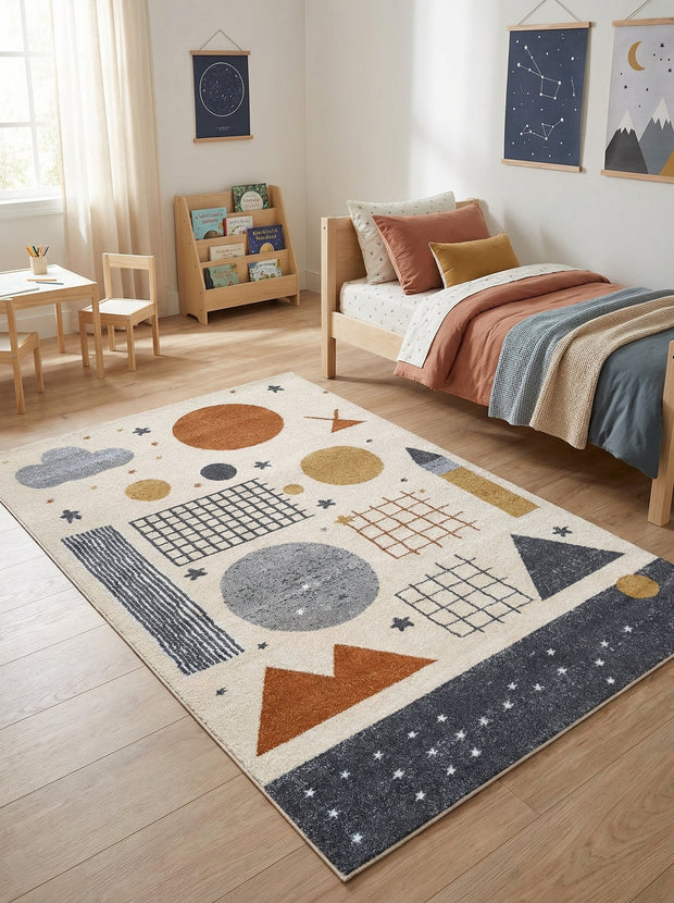 Kindervloerkleed Crème en Terracotta - Lumino