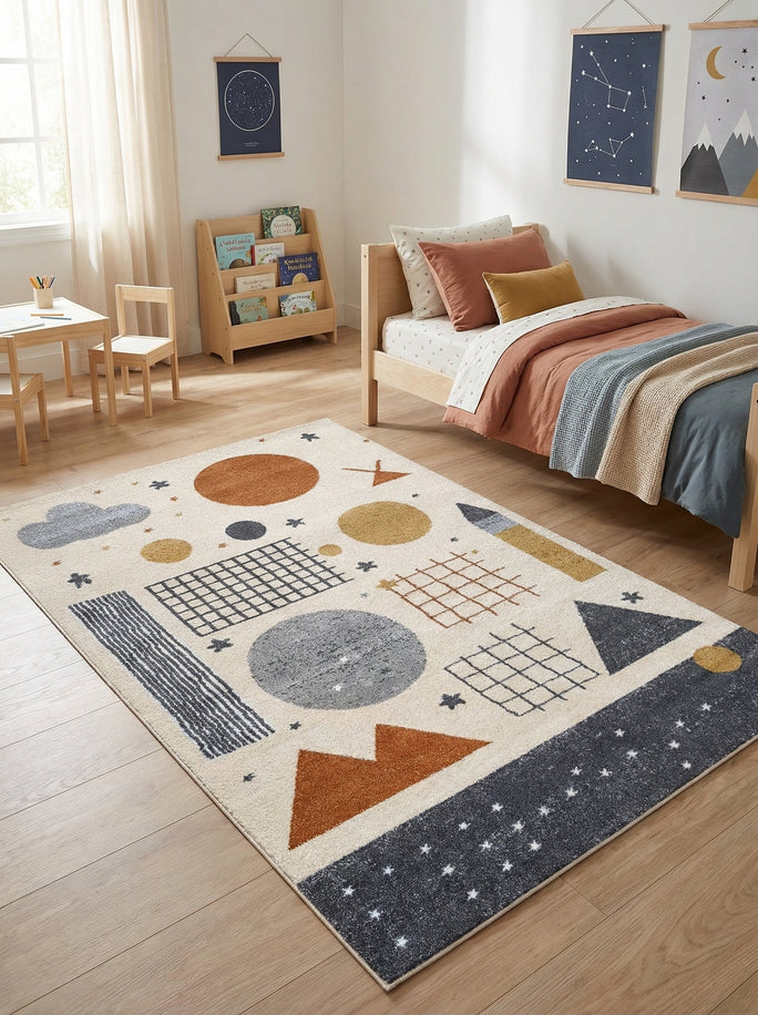 Tapis Enfant Crème et Terracotta - Lumino