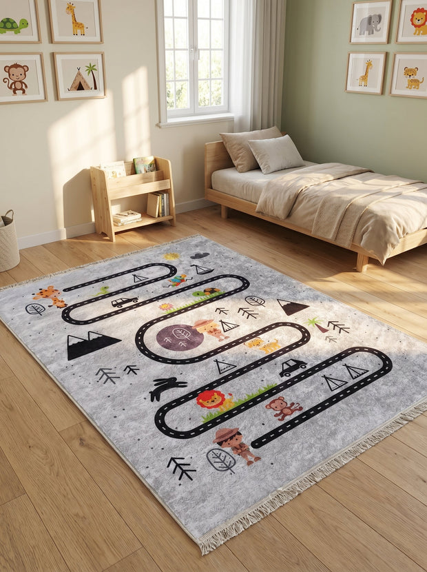 Kindervloerkleed Safari Grijs - Terrazzo