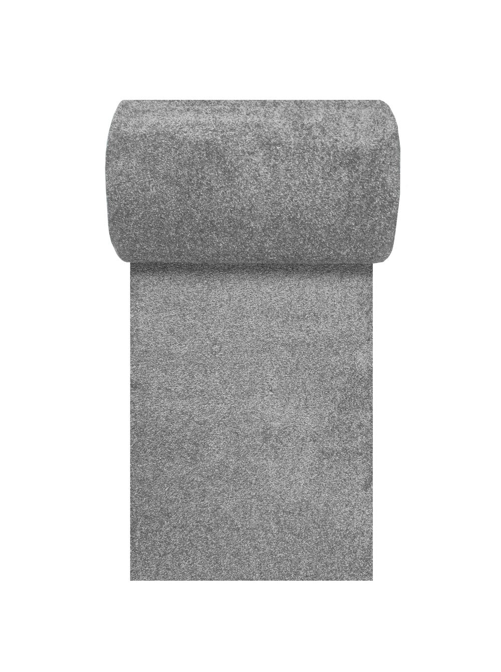 Tapis gris texturé, roulé sur le dessus et s'étendant vers le bas avec sa surface fibreuse visible