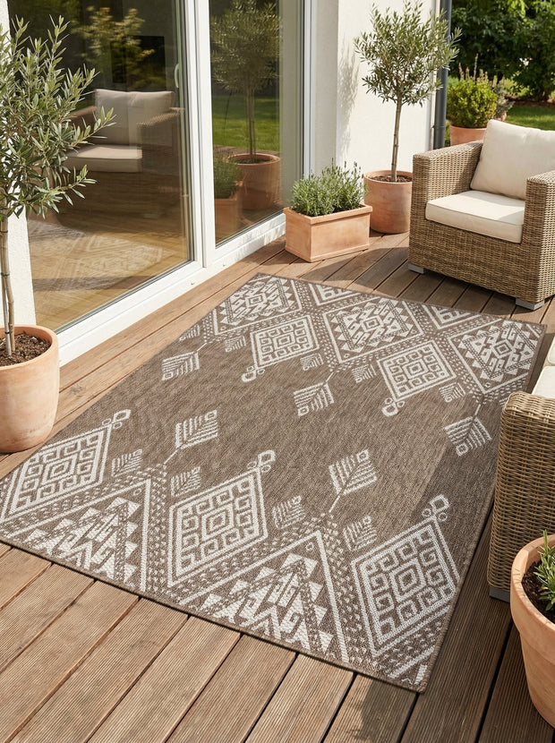 Berber-Outdoor-Teppich Braun & Creme - Kalista