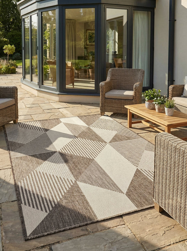 Buitenkleed Geometrisch Bruin & Beige - Kalista