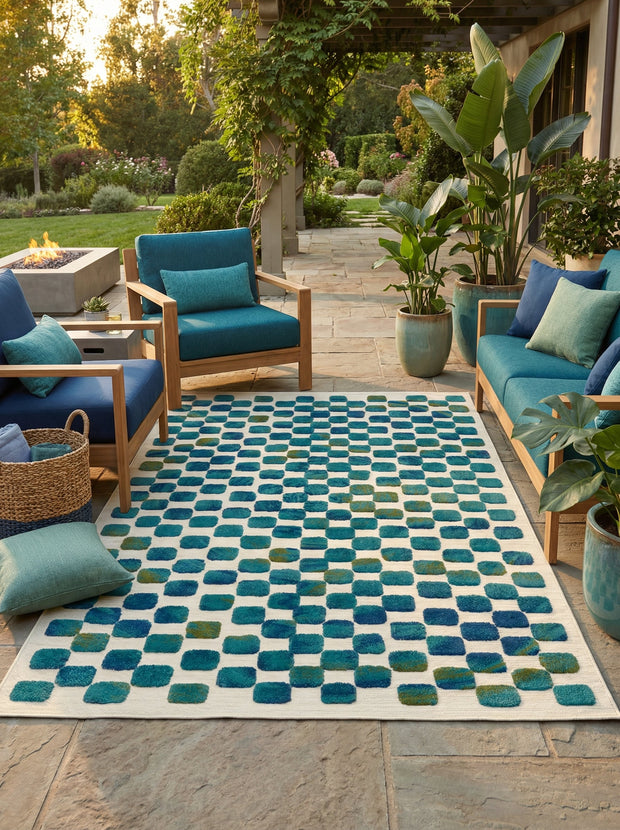 Buitenkleed Blauw & Wit - Azura