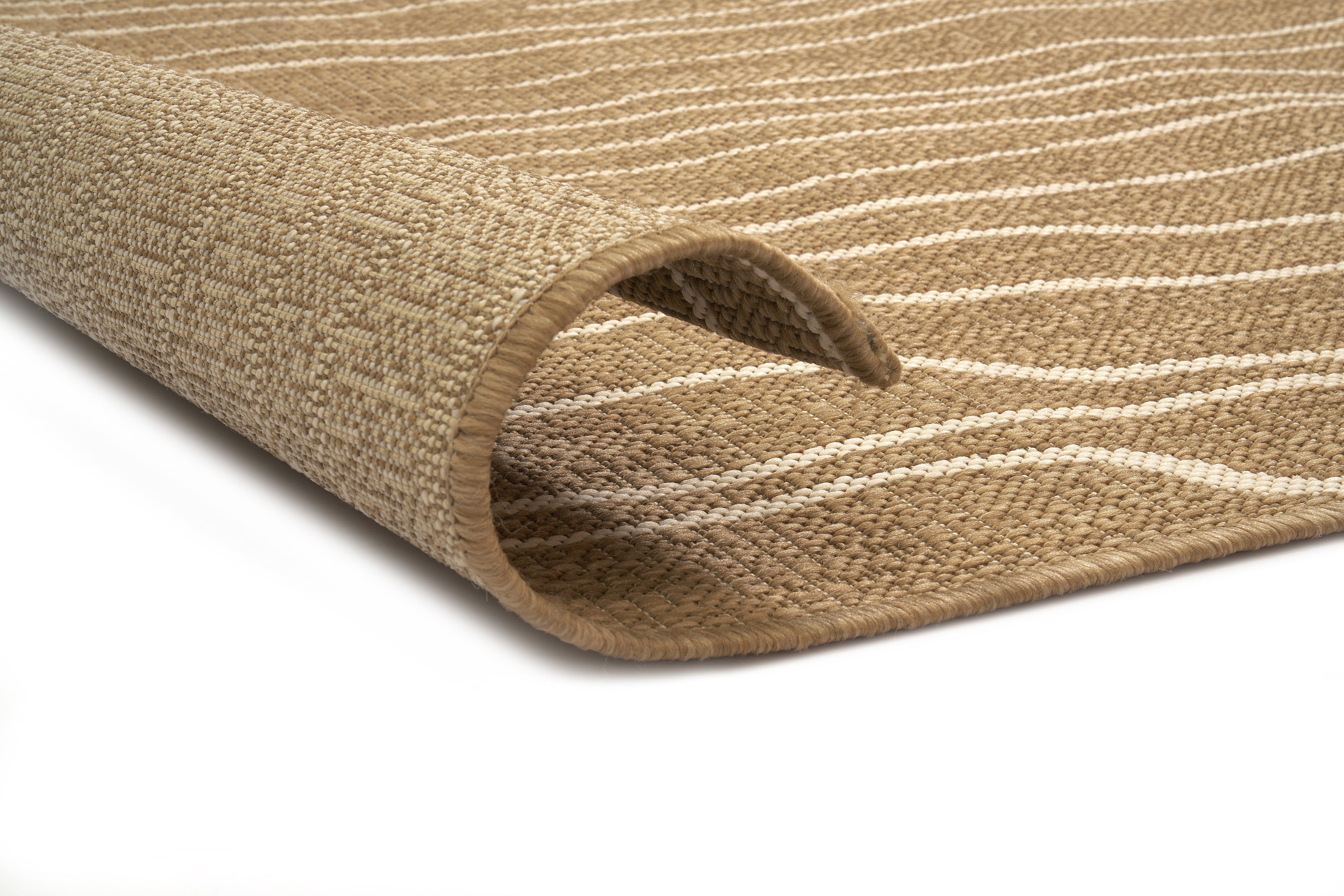Tapis rectangulaire beige et blanc, tissage dense, aspect texturé. Confort visuel, moelleux