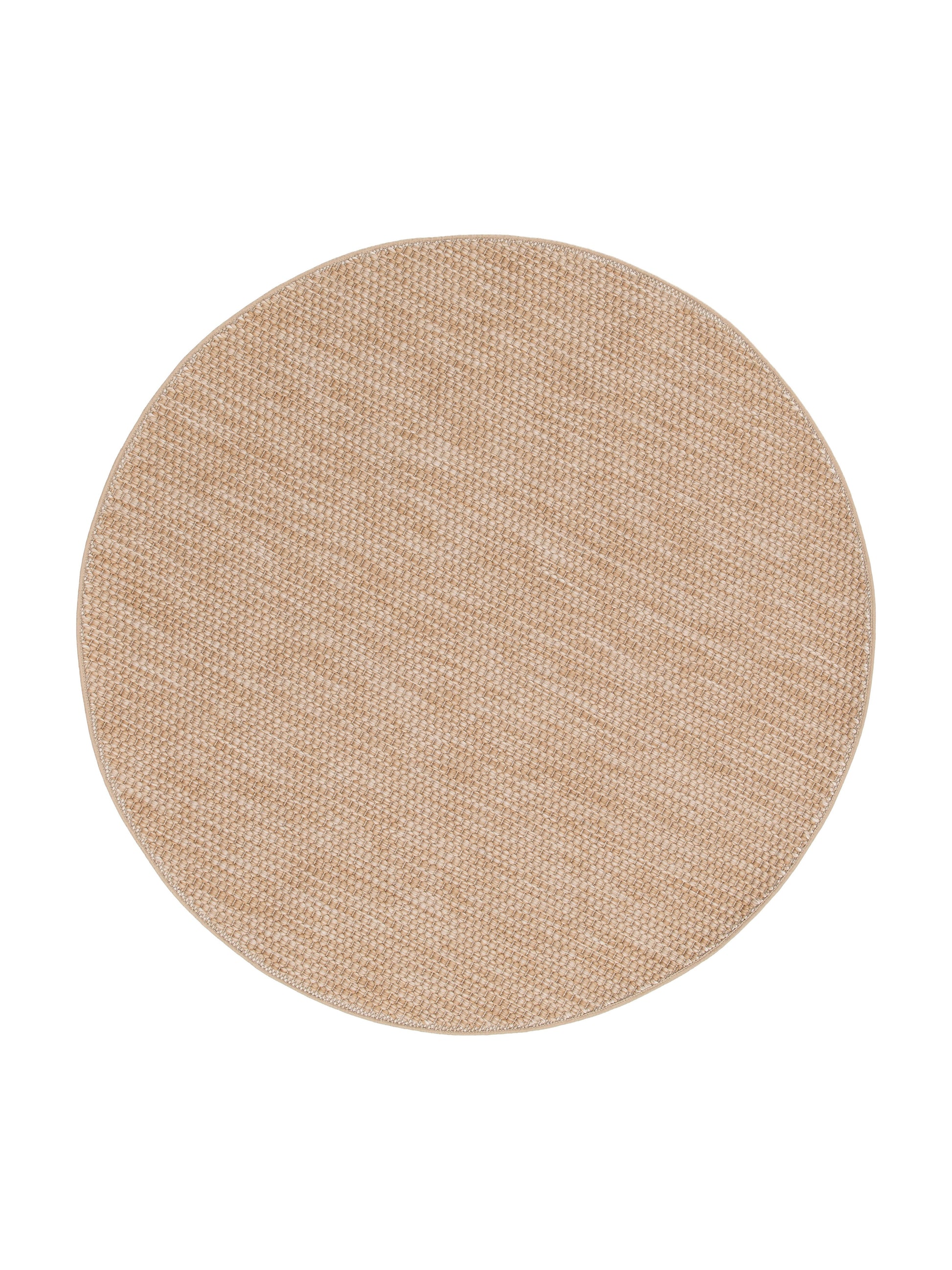 Tapis rond beige et ambre, motif tissé, ambiance chaleureuse pour pièce à vivre