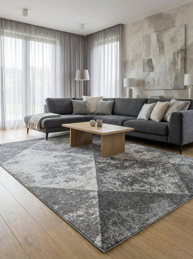 Geometrisch vloerkleed Grijs & Antraciet - Mirador