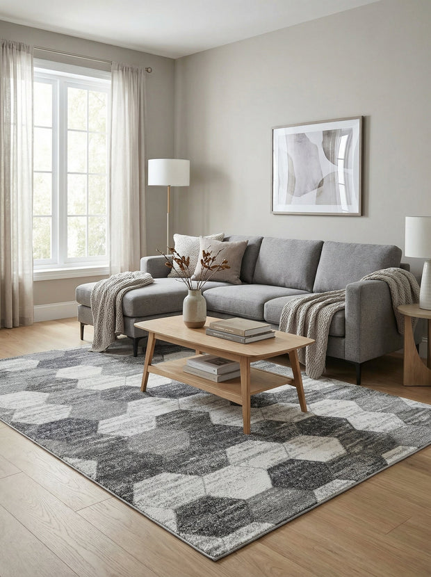 Geometrisch vloerkleed Grijs & Beige - Mirador