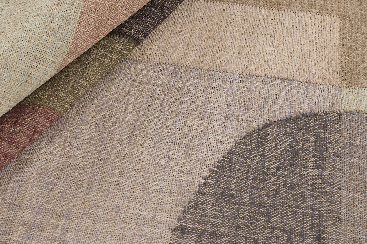 Juteteppich Bunt - Collage, Detail der Webstruktur
