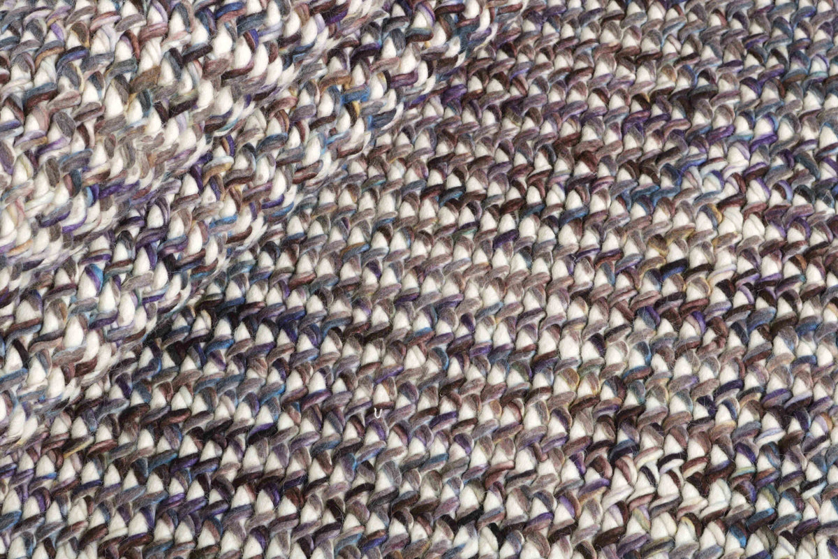 Woll-Baumwoll-Teppich Pfauenblau - Nastro, Detail der Webstruktur