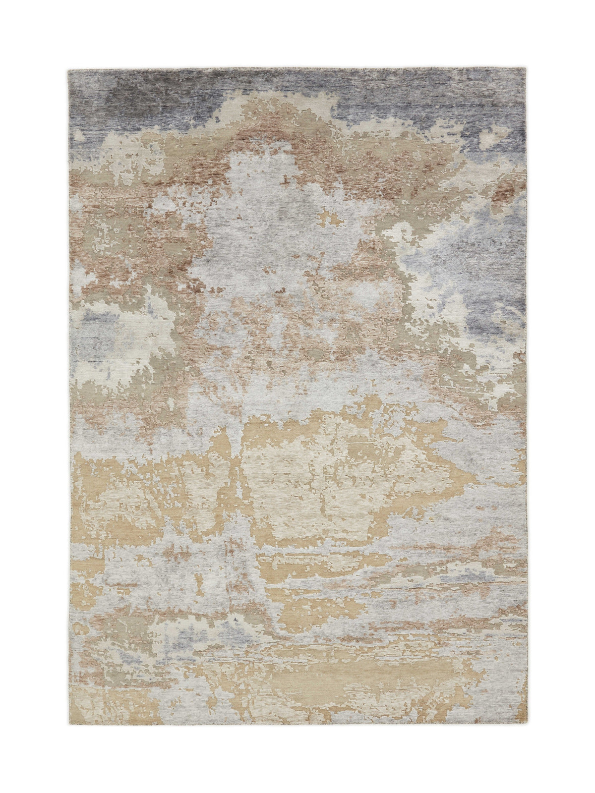 Woll-Viskose-Teppich Mineralblau - Pastello vollständig von oben gesehen