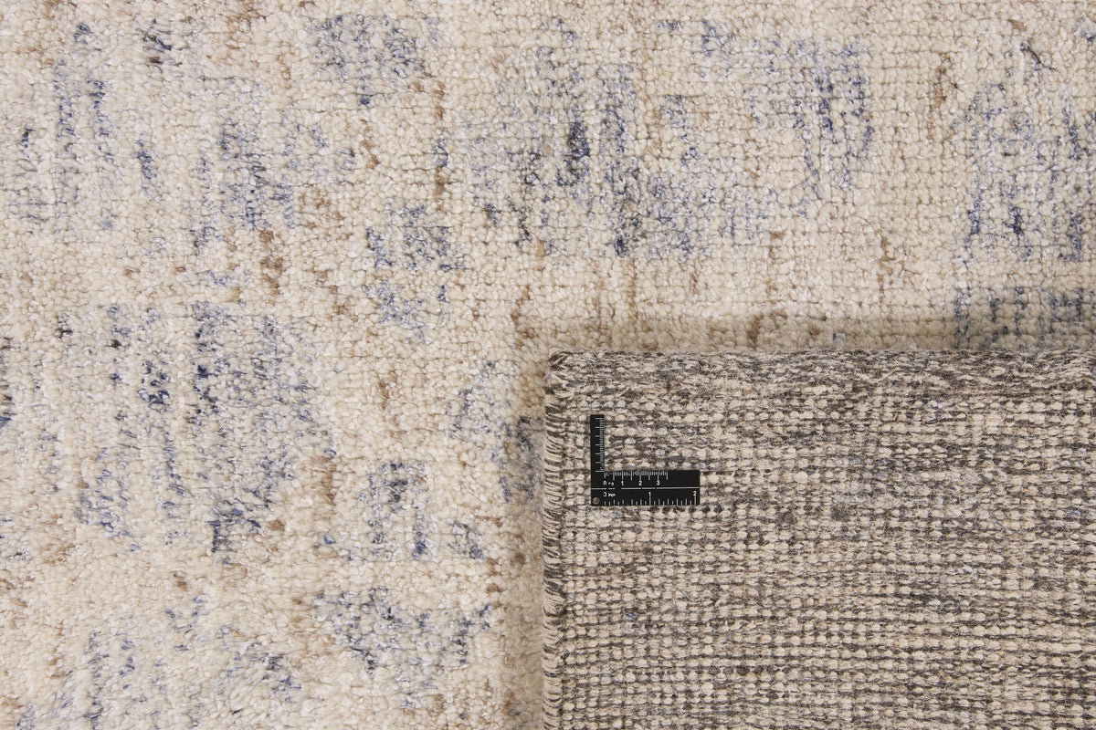 Woll-Viskose-Teppich Creme & Blaugrau - Ricordo, Nahaufnahme der Textur