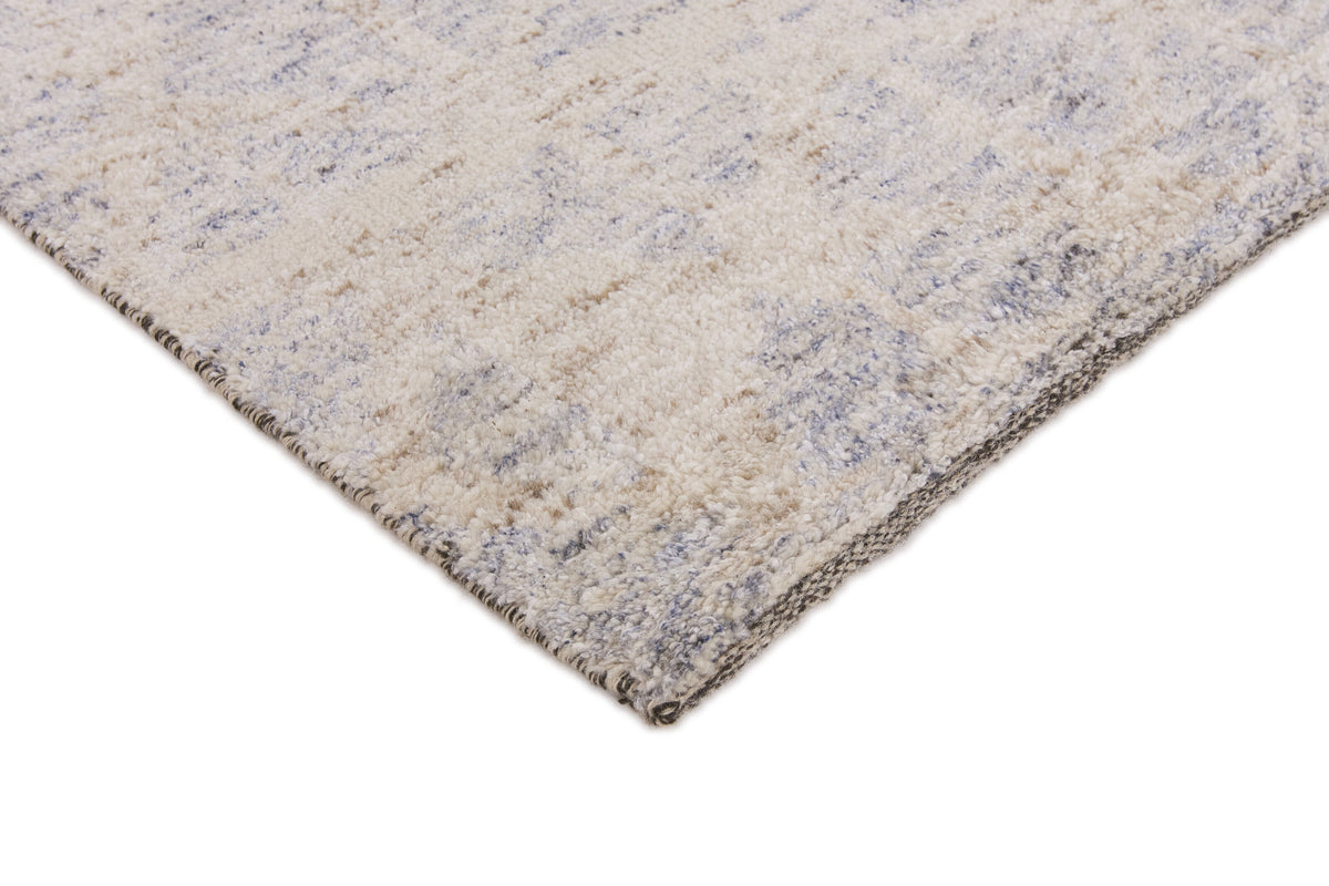 Woll-Viskose-Teppich Creme & Blaugrau - Ricordo, Detail des Materials